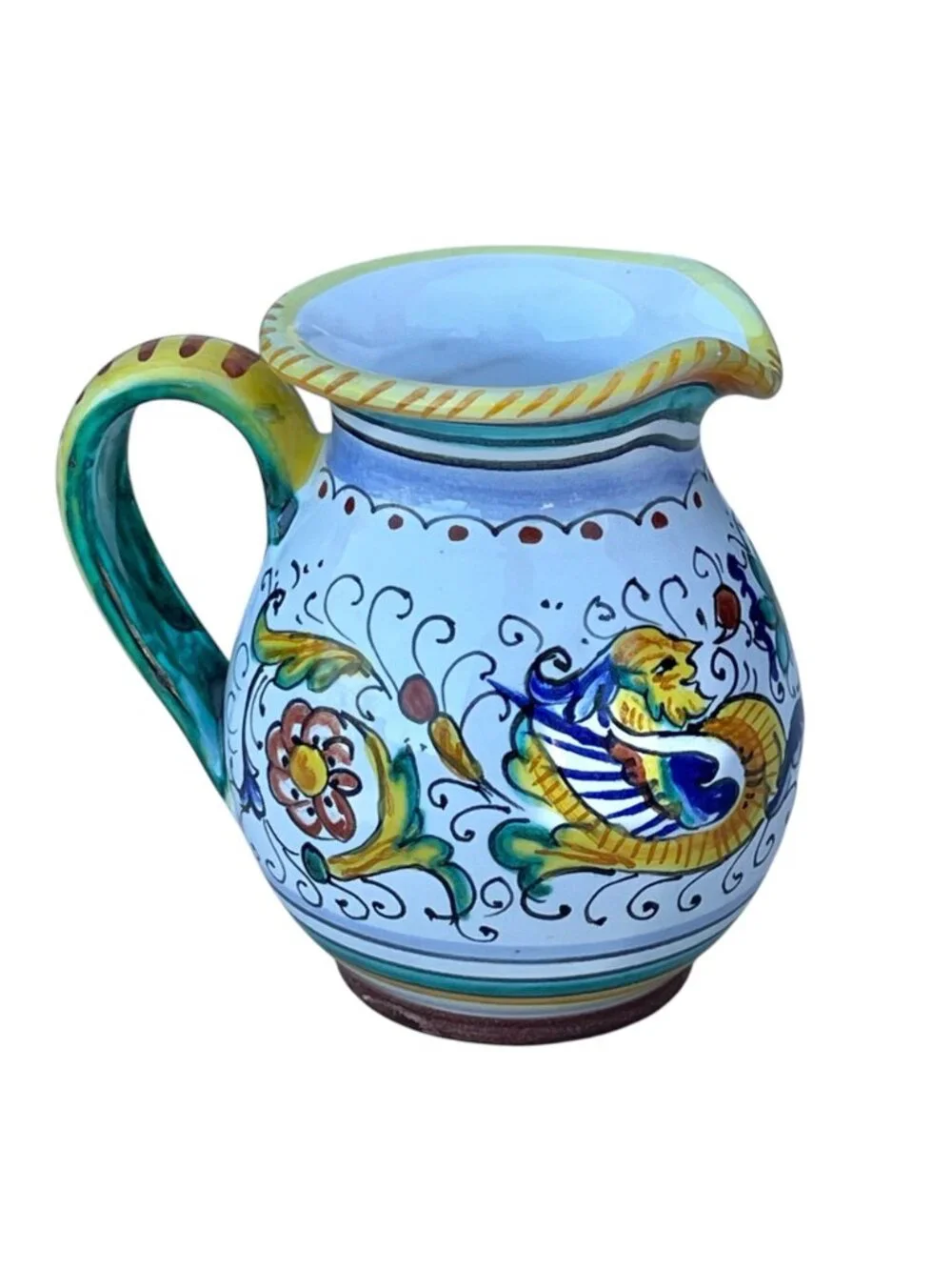 Signed S. Gimignano Hand-Painted Italy Sugar Bowl Creamer Tray Raphaellesco